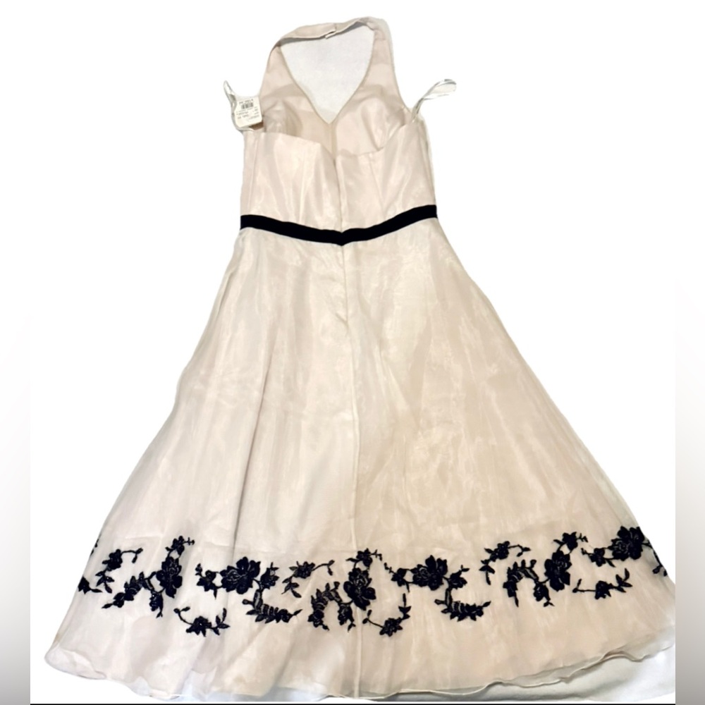 David's Bridal Formal Cream/White Below The Knee Hang Halter Top Dress NWT
